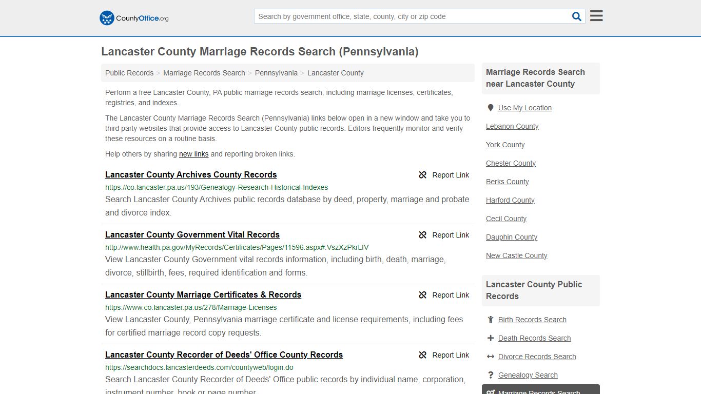 Lancaster County Marriage Records Search (Pennsylvania)